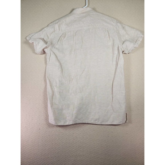 Axist Shirt Mens Medium M Linen Blend Button Up Short Sleeve Tan Regular Fit - Picture 8 of 11
